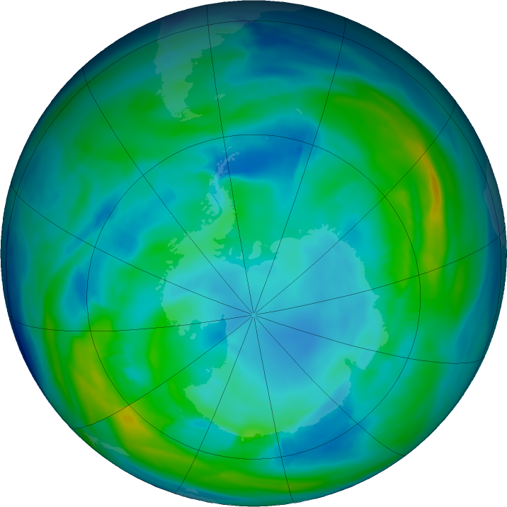 Antarctic ozone map for 08 May 2024